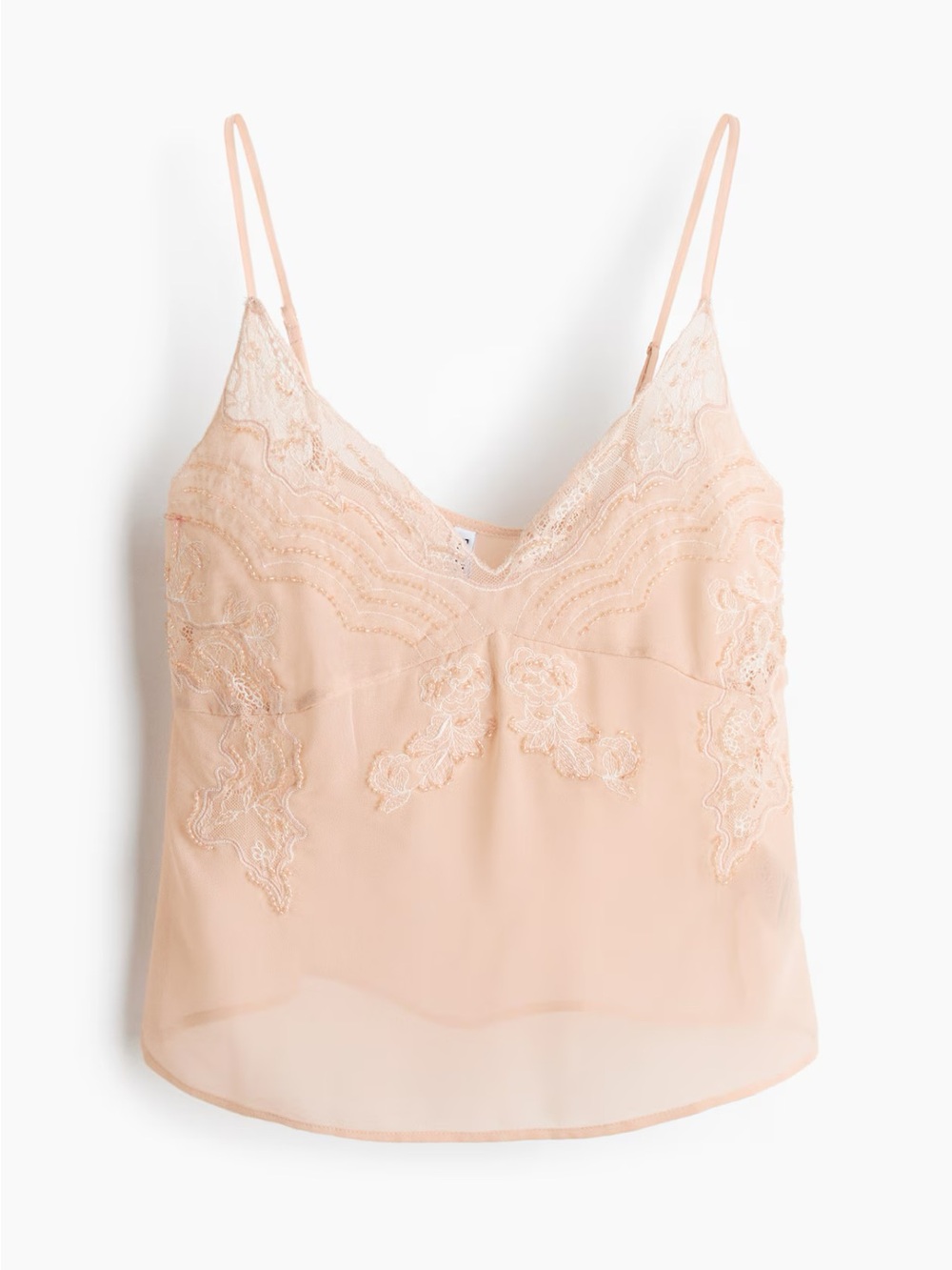 H&M Embellished Beaded Chiffon Camisole Top Pink M NWT